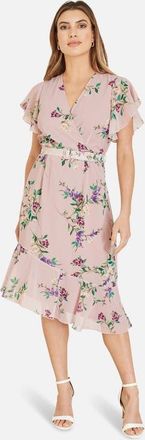 Yumi Midi Dress With Frill Details in Pink at Nordstrom, Size 12