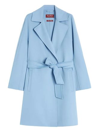 Max Mara tie belt coat - women - Virgin Wool/Cashmere/Silk - 36 - Blue