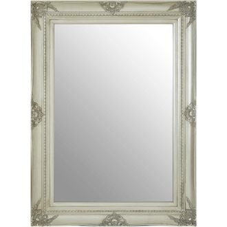 Premier Housewares Wall Mirror / Mirrors For Garden / Bathroom / Living Room Antique Effect Rectangular Frame / Silver Finish Wall Mounted Mirrors
