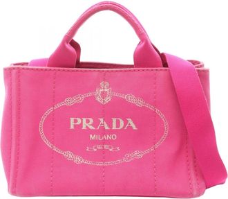 Prada Pink Canvas Handbag Tote Bag (Pre-Owned)