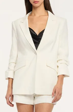 Cinq &agrave; Sept Kylie Linen & Cotton Blazer in Ivory at Nordstrom, Size 14