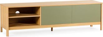 HOMN Mueble Tv 2 puertas efecto roble/verde