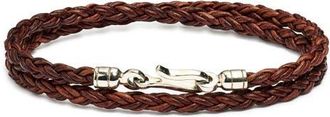 Caputo & Co. Mens Double Wrap Braided Leather Bracelet in Antique Brown at Nordstrom