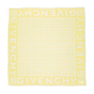 Givenchy Accessoires, Dames, Geel, ONE Size, Zijden Vierkante Sjaal met 4G Print