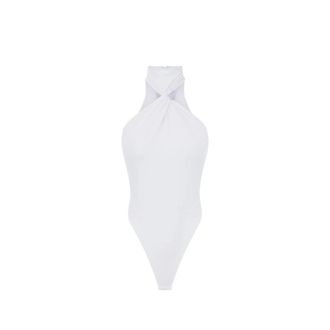 Elisabetta Franchi Cr&ecirc;pe Jersey Bodysuit - female - Elisabetta Franchi - Full-Body - White - S - Tops