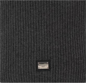 Dolce & Gabbana Sjaal met logo detail - Heren - Wintersjaals - Grijs - ONE Size - Wol - Accessoires