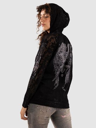 Affliction Simulation Lace Up Hoodie Zip Hoodie schwarz