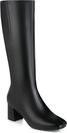 Generic Womens Square - Toe Knee - High Riding Boots with Chunky Heel and Side Zipper,for Autumn and Winter,Black,11 UK