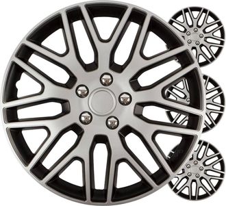 OEM Juego De 4 Tapacubos Para Coche Dakar Negro Y Plateado De 16 Pulgadas. Incluye Caja