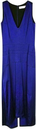 Victoria Beckham Blue Satin Sleevless Maxi Dress Size L