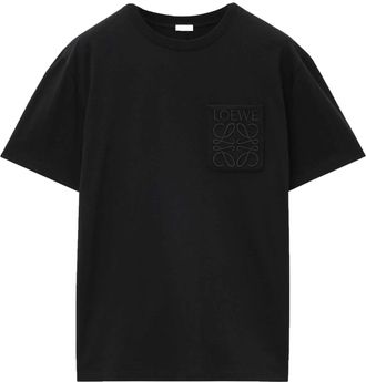 Loewe Mens Pocket Logo T-Shirt in Black Cotton - Size X-Large