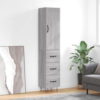 vidaXL Aparador Alto Madera Contrachapada Gris Sonoma 34,5x34x180 Cm Vidaxl