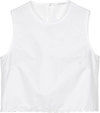 Cecilie Bahnsen Cropped Top with Broderie Anglaise Lace Detail