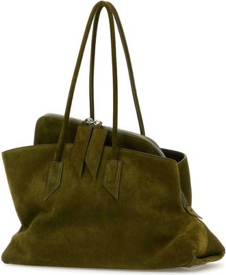 The Attico Womens Olive Green Suede Medium La Passeggiata Shoulder Bag Khaki Borse A Mano