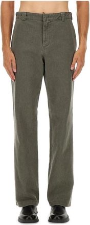 Aspesi Rechtgesneden Katoenen Twill Broek - Heren - Straight fit broeken - Grijs - L - Katoen - Broeken