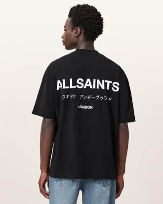 AllSaints Mens Cotton Underground Oversized Crew Neck T-Shirt, Size: XXL