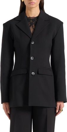 Mani&egrave;re De Voir Claire Wide Shoulder Cinch Waist Blazer in Black at Nordstrom, Size 12