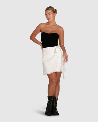 Belle & Bloom There She Goes Frayed Edge Skirt
