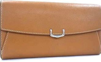 Cartier C De Cartier Brown Leather Long Wallet (Bi-Fold) (Pre-Owned)