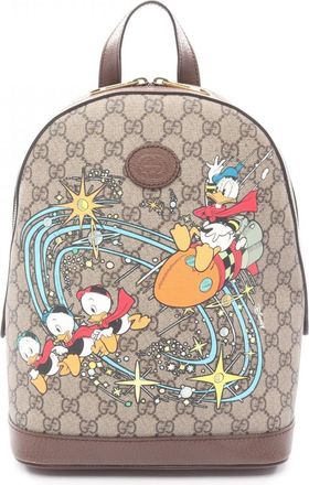 Gucci Beige Brown Multi-Color Gg Supreme Leather Backpack (Pre-Owned)