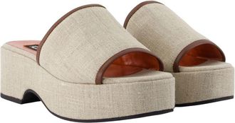 Carel Womens Adri Mules - Carel Canvas Beige Shoes Flat-Shoes