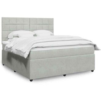 vidaXL Vidaxl - Cama Box Spring Con Colch&oacute;n Terciopelo Gris Claro 180x200 Cm