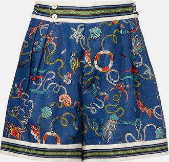 Alemais Cove printed linen shorts