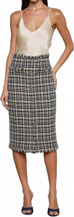 L'agence Tai Midi Skirt In Midnight Multi Tweed