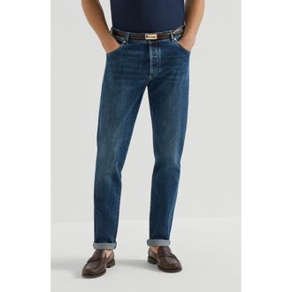 Brunello Cucinelli Comfort denim trousers in Dark Denim at Nordstrom, Size 58 It