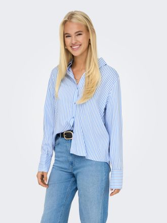 Only Hemdbluse ONLY ONLBERIT LIFE L/S SHIRT WVN, Damen, Gr. XL, serenity stripes:cd line stripes, Web, Obermaterial: 100% Viskose, gestreift, regular fit P