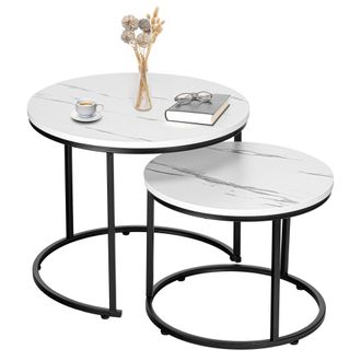 OEM Juego De Dos Mesas De Centro Galen Small De M&aacute;rmol Blanco