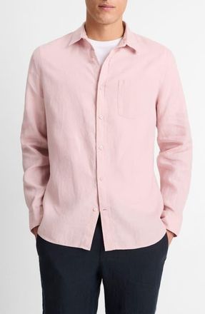 Vince Linen Button-Up Shirt in Faded Pink at Nordstrom, Size X-Large