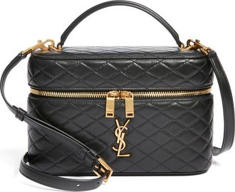 Saint Laurent Large Gaby Quilted Leather Vanity Case in Noir at Nordstrom