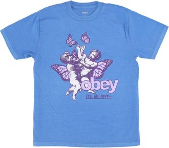 Obey Cherubs Liefde Azure Dames T-shirt - Dames - T-shirts - Blauw - XS - Katoen - Tops