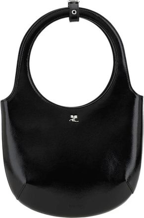 Courr&egrave;ges Ronde Handvat Leren Handtas - Dames - Handtassen - Zwart - ONE Size - Tassen