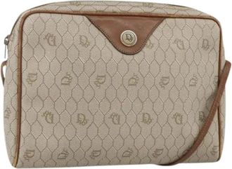 Dior Pre-owned Honeycomb Canvas Schoudertas - Dames - Vintage Schoudertas - Beige - ONE Size - Leer - Vintage
