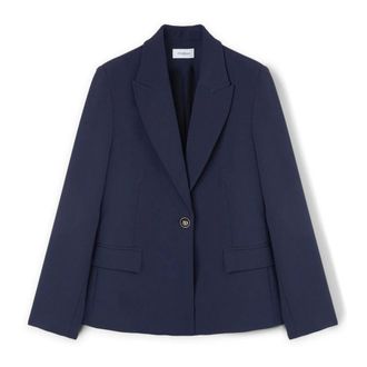 Motivi Jassen, Dames, Blauw, M, Leer, Single-breasted colbertjas