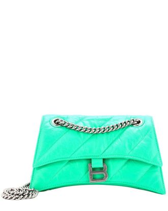 Balenciaga Green Aged Calfskin Quilted Leather Crush Chain Flap, Never Carried (Authentic Pre-Loved)