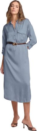 Kocca Kleedjes, Dames, Blauw, XL, Chic overhemdjurk tot halverwege de kuit