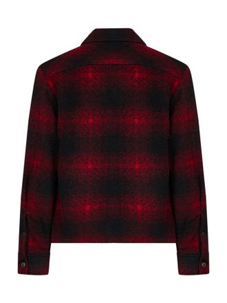 Moncler Red Check Wool-Blend Overshirt - Red