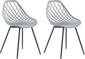 Beliani Beliani - Set di 2 Sedie da Pranzo Seduta Sintetica Grigia Gambe in Metallo Nero Canton