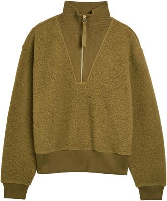 Varley Jaylin Half-zip Fleece Sweatshirt - Olive - XL (UK16 / XL)