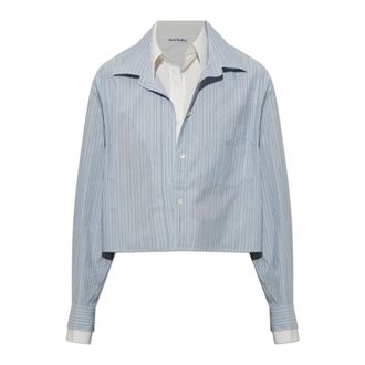 Acne Studios Gelaagde Gestreepte Blouse - Dames - Blouses & Shirts - Blauw - Maat: XS Katoen