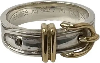 Herm&egrave;s Gold Silver Yellow Gold (18K) Silver 925 Band Ring (Pre-Owned)