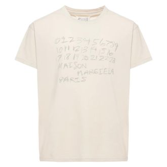 Maison Margiela T-Shirts, female, Beige, Size: XS Numerical Cotton T-shirt