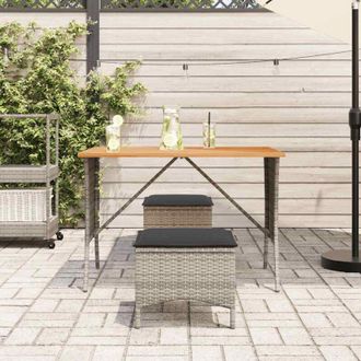 vidaXL Mesa De Jard&iacute;n Superficie De Madera Rat&aacute;n Pe Gris 105x75x72 Cm Vidaxl
