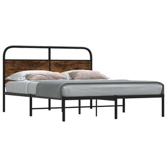 Berkfield Home Bed Frame Without Mattress 135x190 cm Double Smoked Oak Engineered Wood in Brown