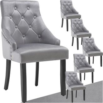 TecTake Tectake - Sedia per sala da pranzo Everdeen, effetto velluto, trapuntata - Sedia, sedia da pranzo, sedia da soggiorno - Set di 6