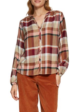 s.Oliver Langarmbluse S.OLIVER, Damen, Gr. 34, rosa (winter blush check), Web, Obermaterial: 50% Modal, 50% Viskose, kariert, regular fit taillenbedeckt, V-Aus