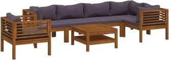 vidaXL Muebles De Jard&iacute;n 7 Pzas Cojines Madera Maciza De Acacia Vidaxl